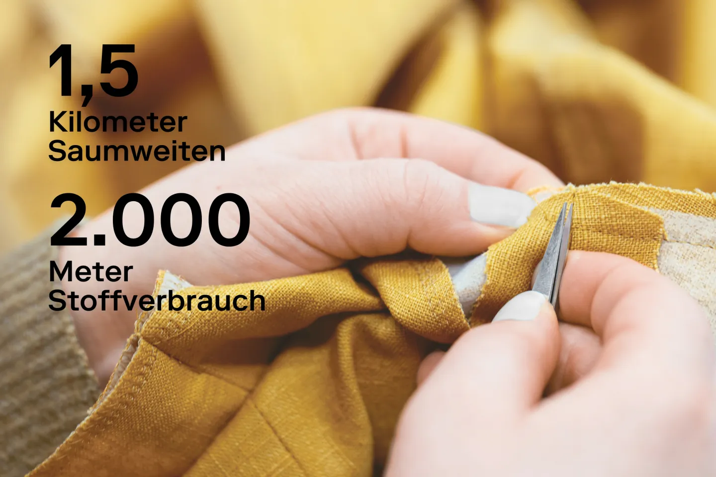 © Bregenzer Festspiele / Lisa Mathis Detailaufnahme Schneiderei - 1,50 Kilometer Saumweiten - 2.000 Meter Stoffverbrauch
